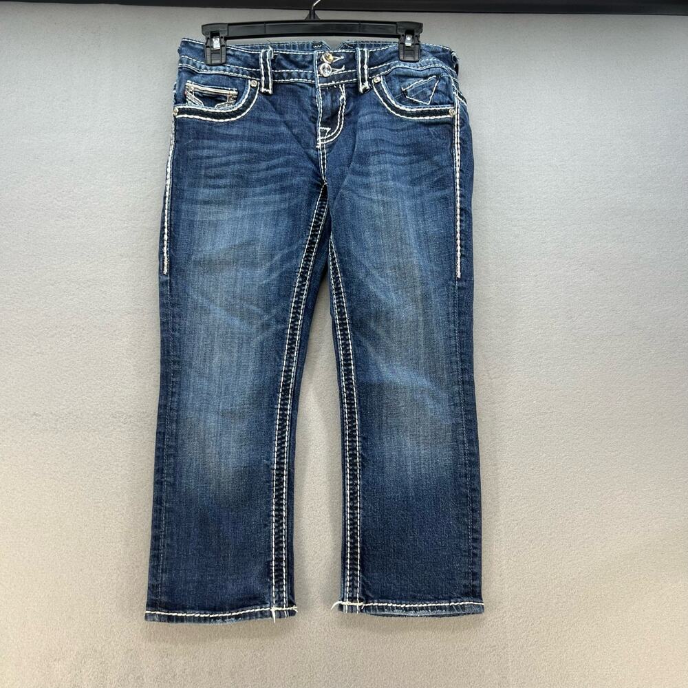 Vigoss Jean Capris Women's 3/4 21L Blue The Dublin Capri Embellished Preppy